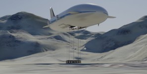 Aeroscraft is developing a heavy-lift air ship that will enable transportation of shipments of import cargo and shipments of export cargo in international trade to areas lacking in infrastructure.