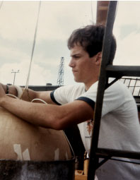 RISING STAR A 19-year-old Phil Grucci putting some finishing touches on a massive firework.