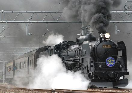 A black steam train